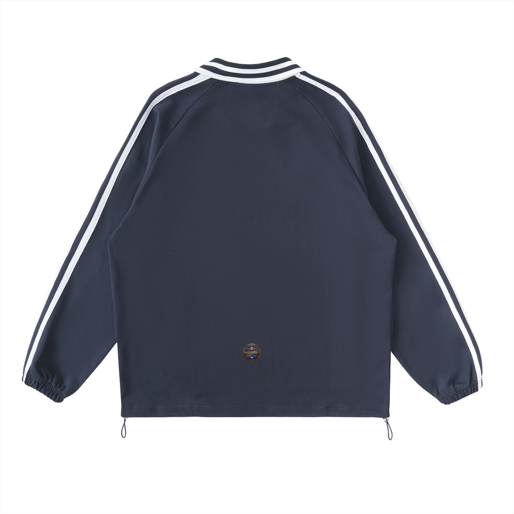 Prism - Contrast Striped Lapel Collar Sweatshirt