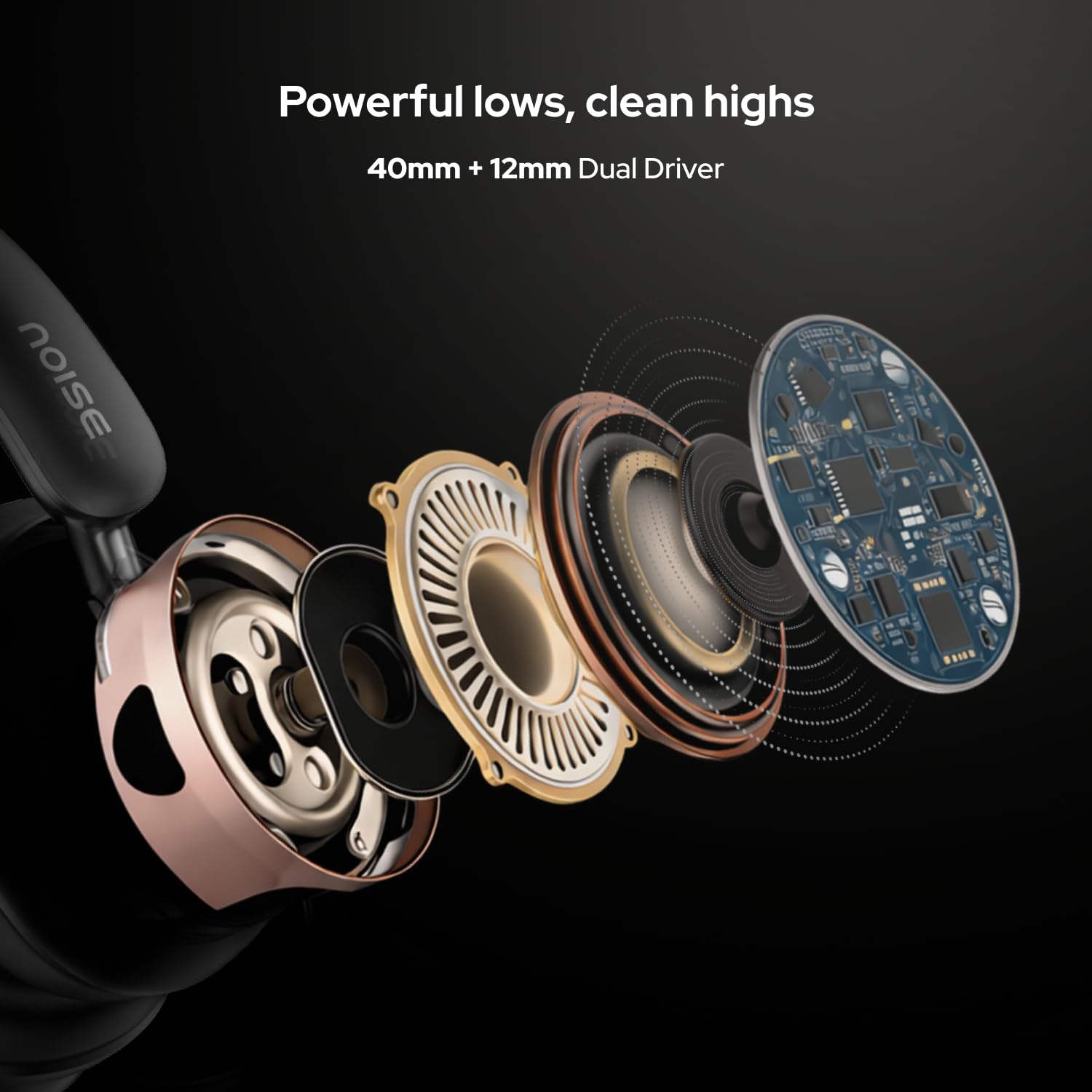 Noise Airwave Max XR Wireless Over-Ear Headphones with 120H Playtime, ANC, HFA Tech, Spatial Audio, Dual Pairing,BT V6.0(Pearl Beige)