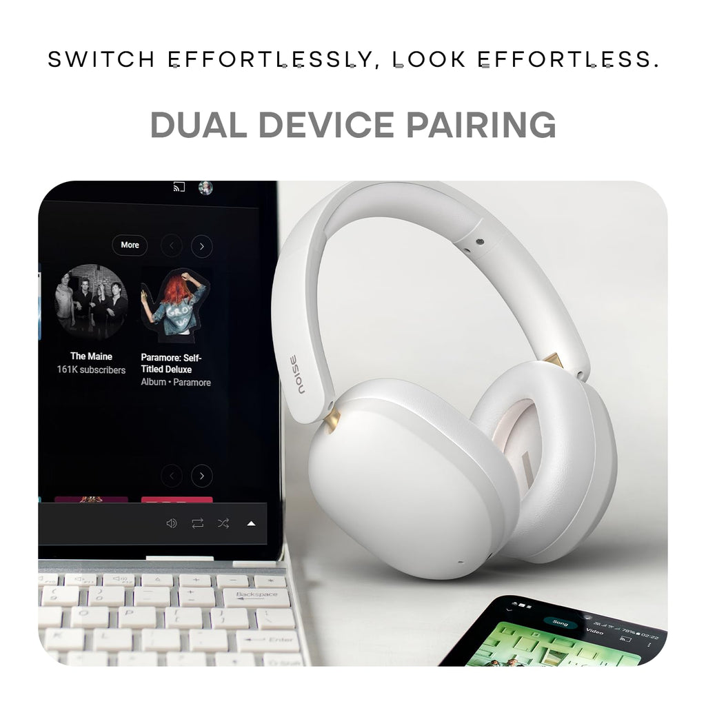 Noise Airwave Max XR Wireless Over-Ear Headphones with 120H Playtime, ANC, HFA Tech, Spatial Audio, Dual Pairing,BT V6.0(Pearl Beige)