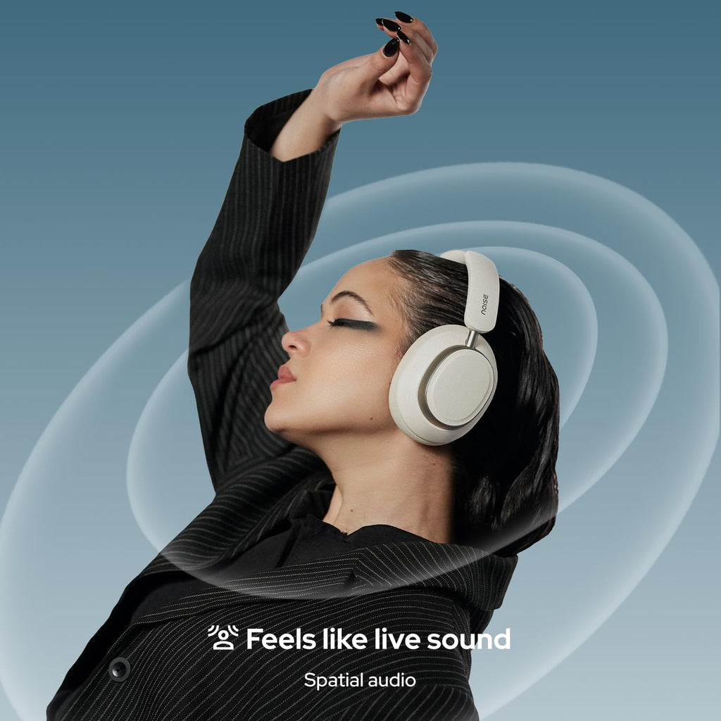 Noise Airwave Max XR Wireless Over-Ear Headphones with 120H Playtime, ANC, HFA Tech, Spatial Audio, Dual Pairing,BT V6.0(Pearl Beige)