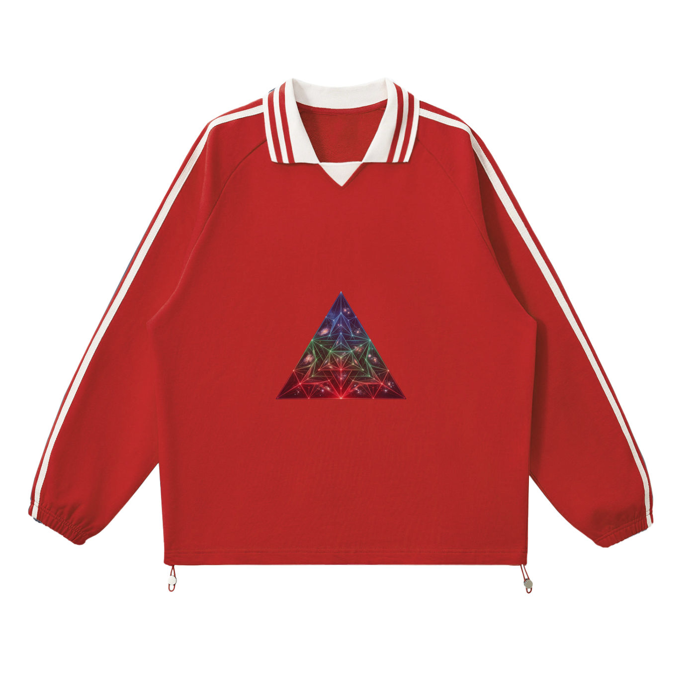 Prism - Contrast Striped Lapel Collar Sweatshirt
