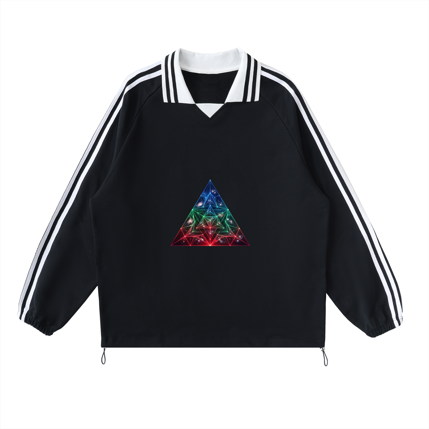 Prism - Contrast Striped Lapel Collar Sweatshirt
